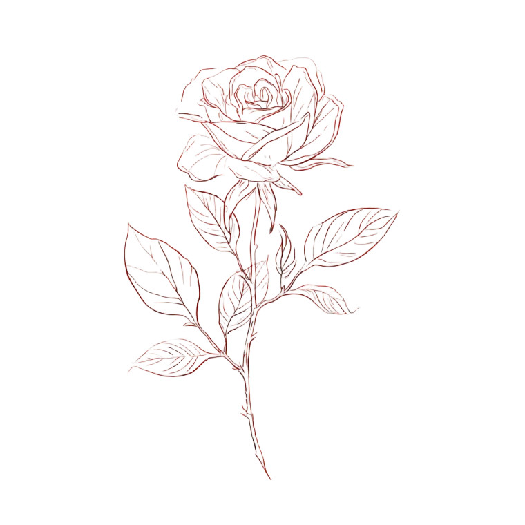 Rose Flower Outline V2 Vinyl Car Decal Sticker – Waterproof & UV-Resistant 