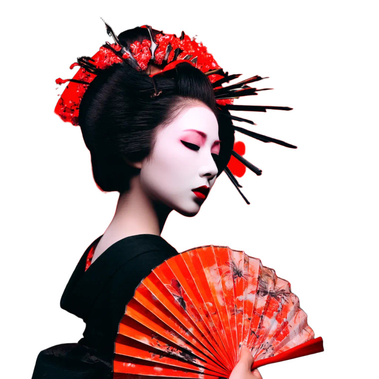 Geisha With Fan Vinyl Car Decal Sticker – Waterproof & UV-Resistant 