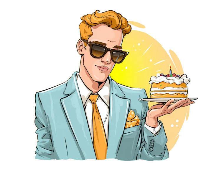 Stylish Man Cake Vinyl Car Decal Sticker – Waterproof & UV-Resistant 