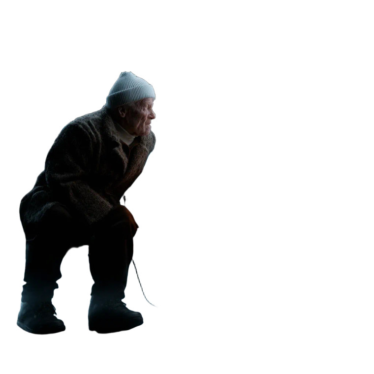Elderly Man And Robot Vinyl Car Decal Sticker – Waterproof & UV-Resistant 