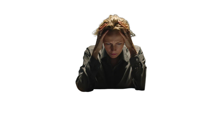 Stressed Woman Working Vinyl Car Decal Sticker – Waterproof & UV-Resistant 