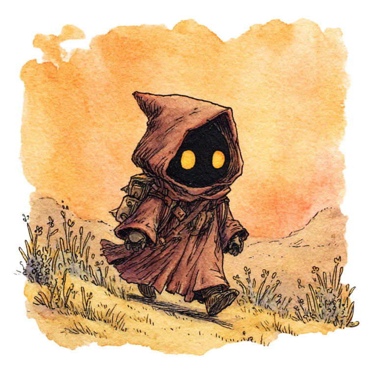 Chibi Jawa Walking Vinyl Car Decal Sticker – Waterproof & UV-Resistant 