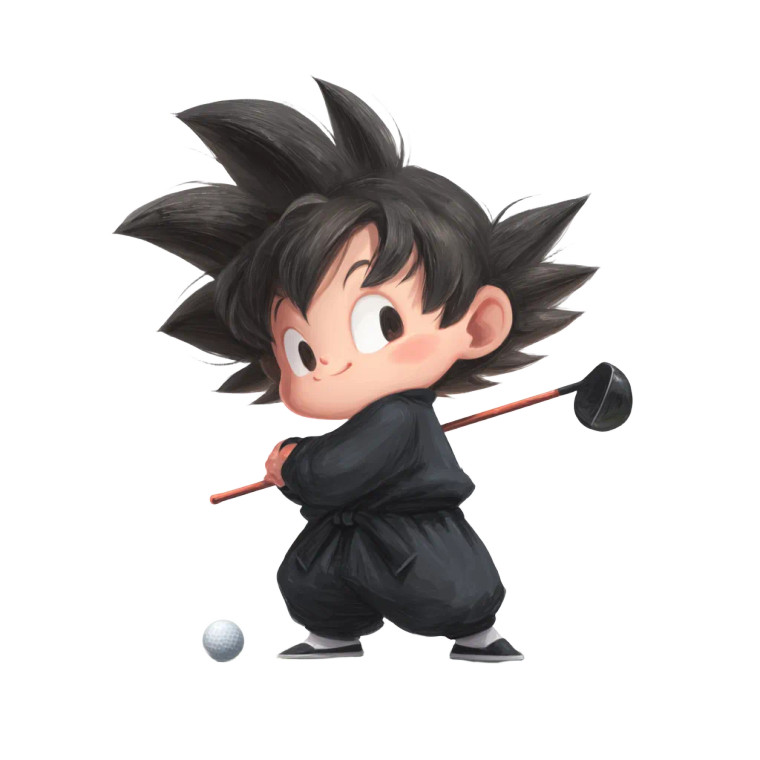 Chibi Goku Golfing Vinyl Car Decal Sticker – Waterproof & UV-Resistant 