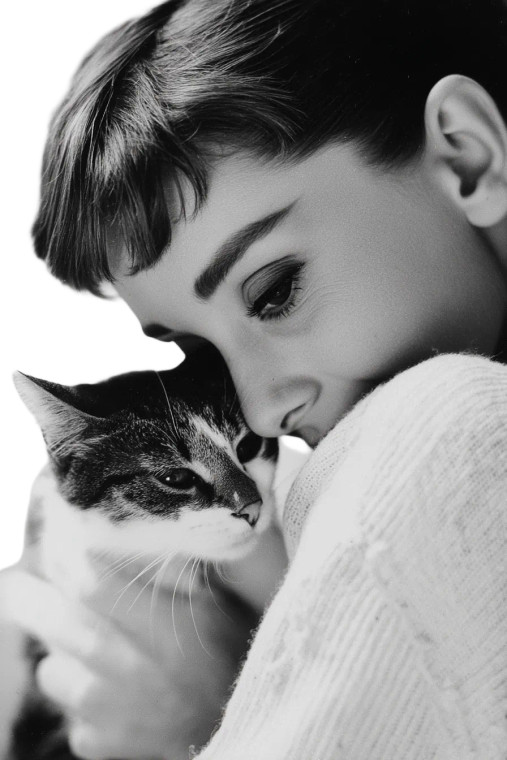 Audrey Hepburn Cat Vinyl Car Decal Sticker – Waterproof & UV-Resistant 