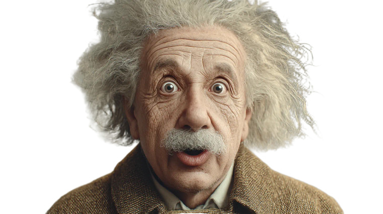 Surprised Einstein Portrait Vinyl Car Decal Sticker – Waterproof & UV-Resistant 