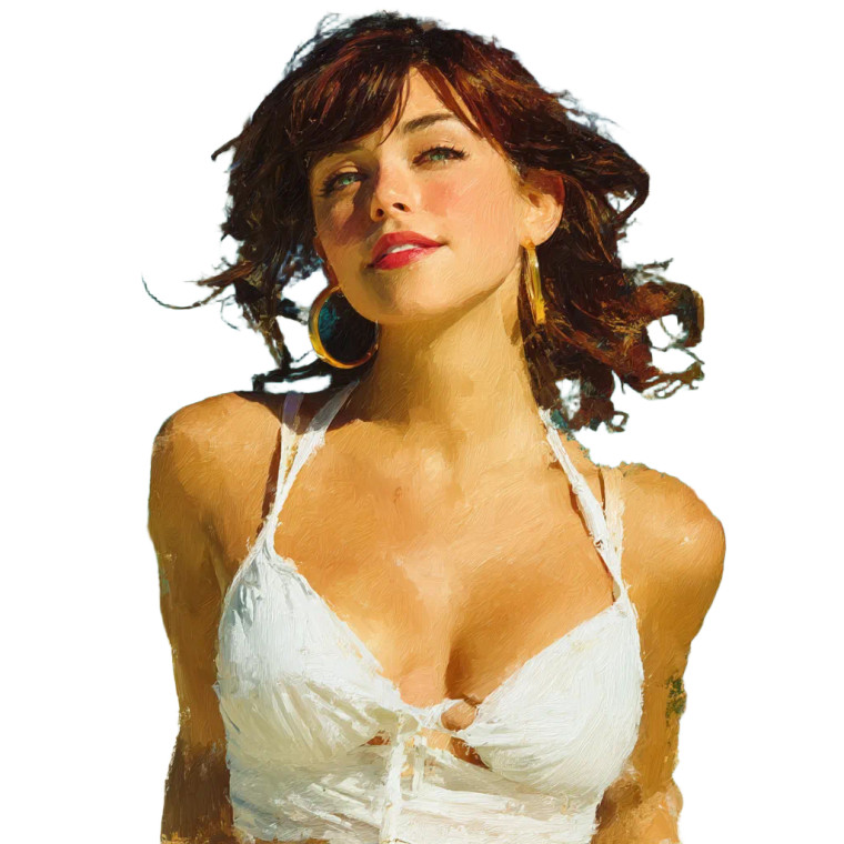 Brunette At Beach Vinyl Car Decal Sticker – Waterproof & UV-Resistant 
