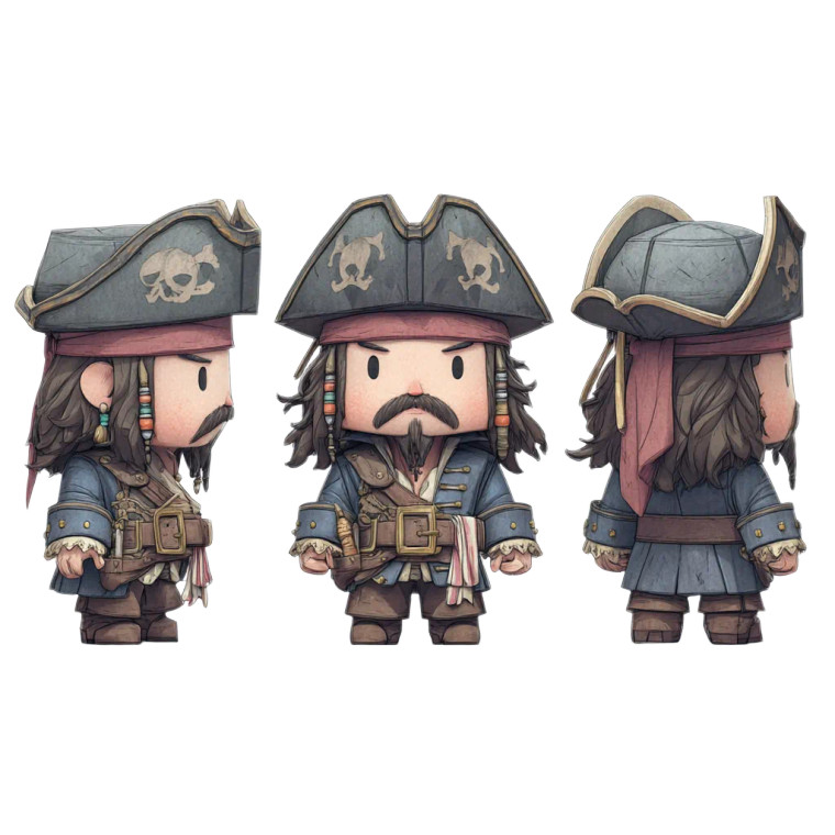 Cartoon Pirate Chibi Vinyl Car Decal Sticker – Waterproof & UV-Resistant 