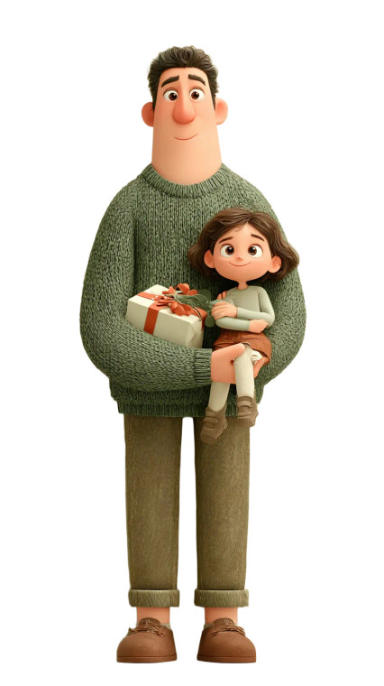 Smiling Man Holding Child Vinyl Car Decal Sticker – Waterproof & UV-Resistant 