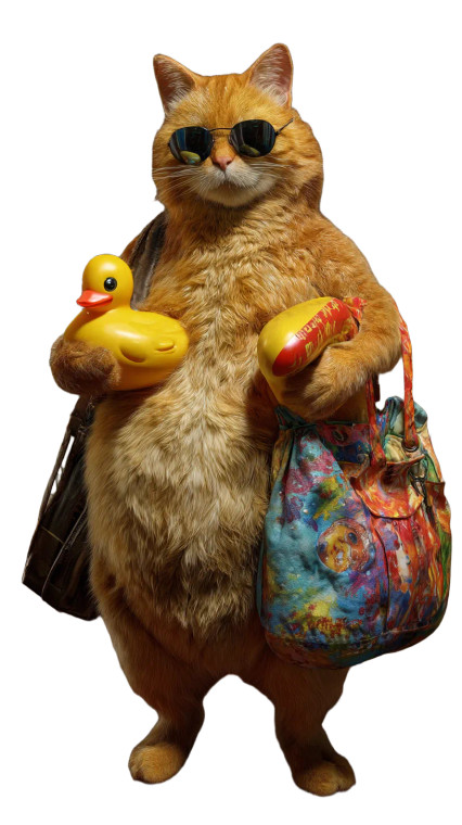 Chubby Beach Cat Vinyl Car Decal Sticker – Waterproof & UV-Resistant 