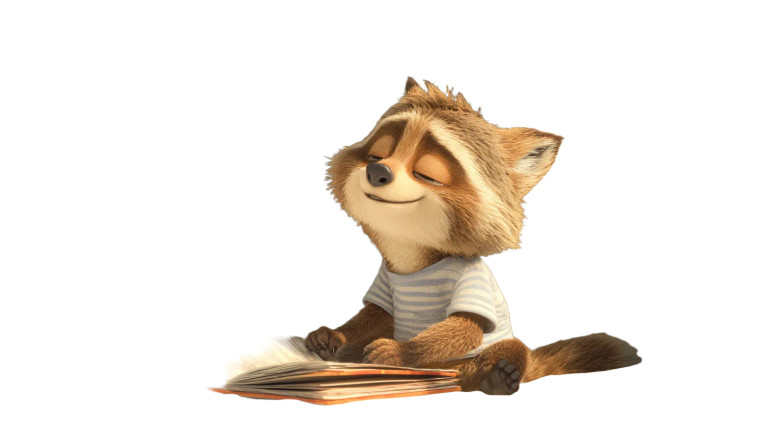 Young Raccoon Scholar Vinyl Car Decal Sticker – Waterproof & UV-Resistant 