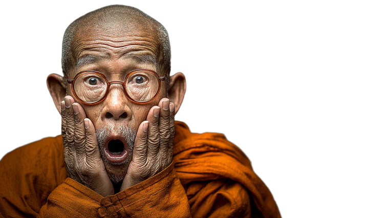 Buddhist Monk Surprised Vinyl Car Decal Sticker – Waterproof & UV-Resistant 