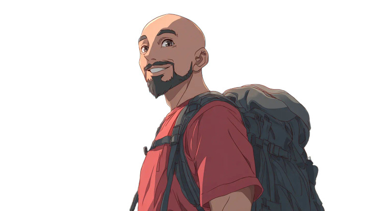 Bald Hiker Anime Vinyl Car Decal Sticker – Waterproof & UV-Resistant 