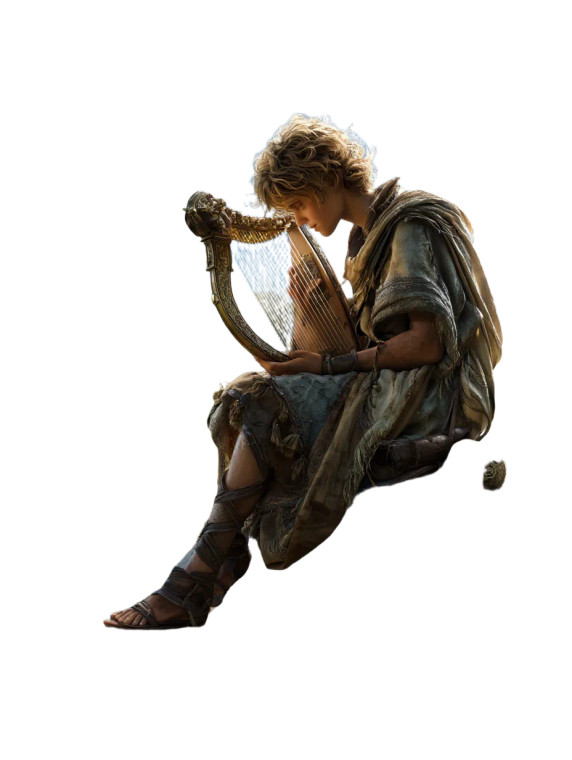 Young David Playing Harp Vinyl Car Decal Sticker – Waterproof & UV-Resistant 