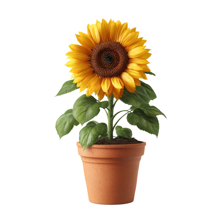 Sunflower In Pot Vinyl Car Decal Sticker – Waterproof & UV-Resistant 