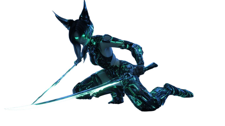 Cyber Fox Girl Vinyl Car Decal Sticker – Waterproof & UV-Resistant 