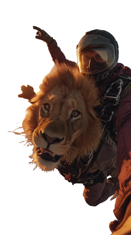 Skydiving Lion V2 Vinyl Car Decal Sticker – Waterproof & UV-Resistant 