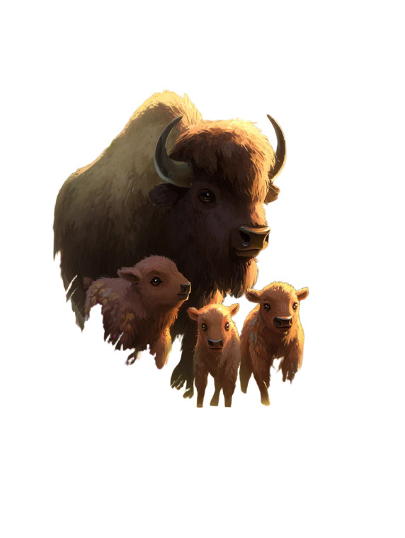 Bison Family Scene Vinyl Car Decal Sticker – Waterproof & UV-Resistant 