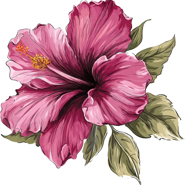 Pink Hibiscus Flower V4 Vinyl Car Decal Sticker – Waterproof & UV-Resistant 