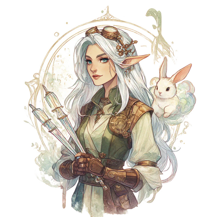 Ethereal Steampunk Elf Vinyl Car Decal Sticker – Waterproof & UV-Resistant 