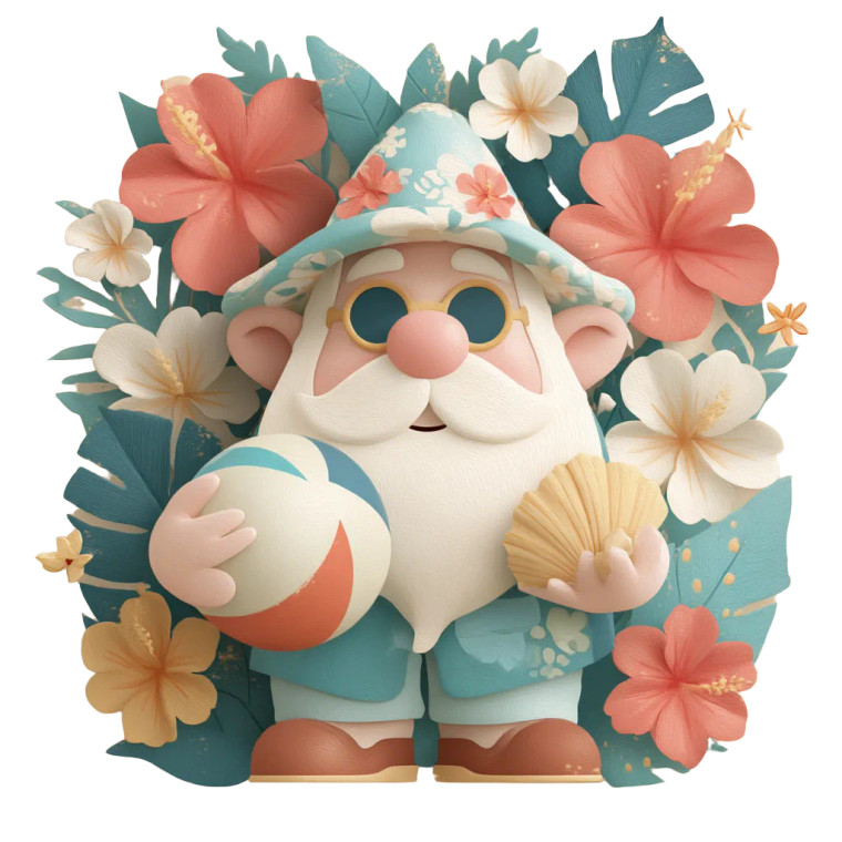 Cute Beach Gnome Vinyl Car Decal Sticker – Waterproof & UV-Resistant 