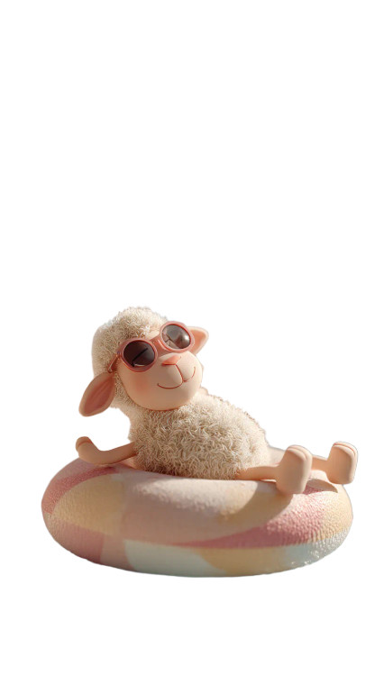 Fluffy Sheep Lounging Vinyl Car Decal Sticker – Waterproof & UV-Resistant 