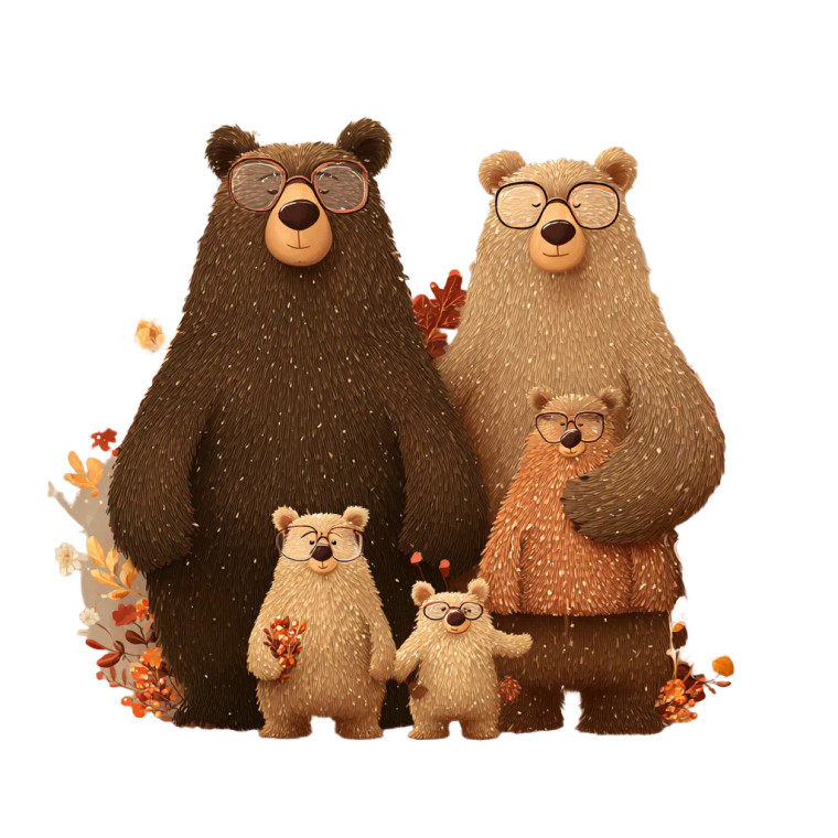 Bear Family Cartoon Vinyl Car Decal Sticker – Waterproof & UV-Resistant 