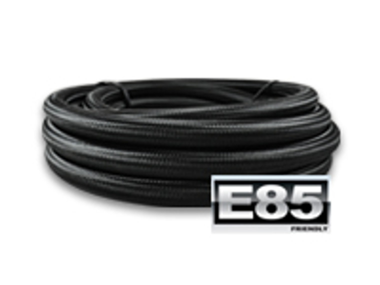Vibrant Performance Black Nylon Braided Hose | 2ft Length, 500 PSI | -6AN Hose For Oil, Water, Fuel