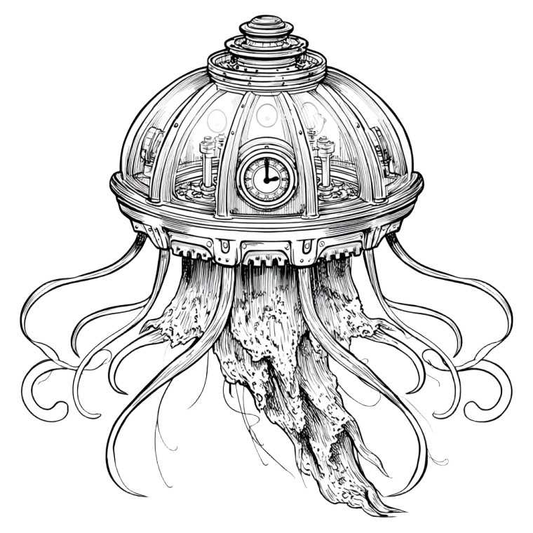 Mechanical Jellyfish Vinyl Car Decal Sticker – Waterproof & UV-Resistant 