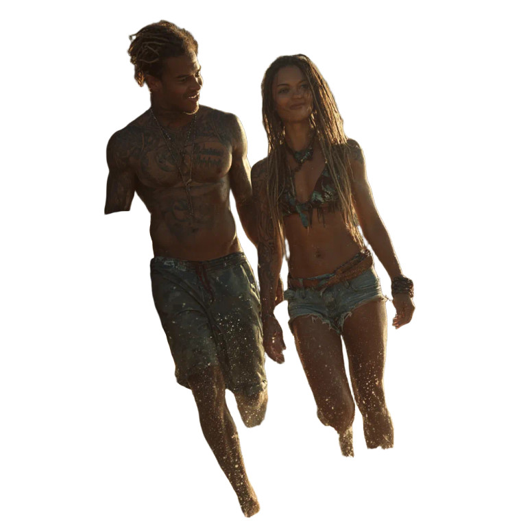 Tattooed Beach Couple Vinyl Car Decal Sticker – Waterproof & UV-Resistant 