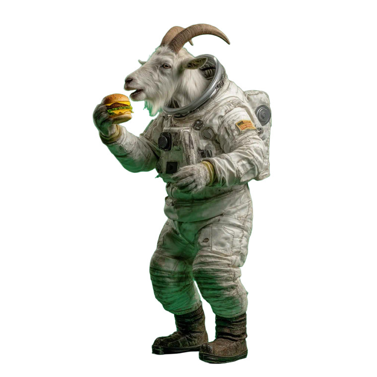 Astronaut Goat Eating Vinyl Car Decal Sticker – Waterproof & UV-Resistant 
