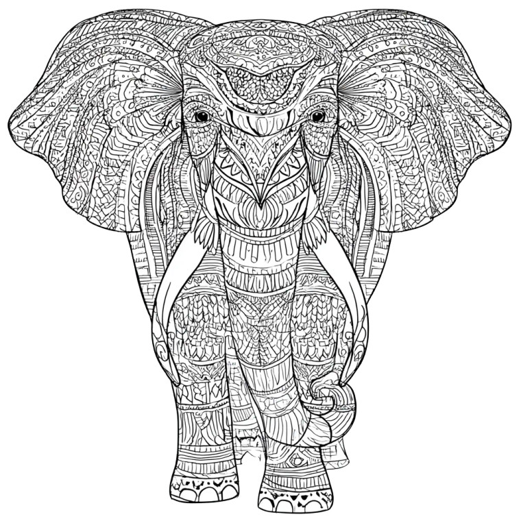 Detailed Elephant Coloring Vinyl Car Decal Sticker – Waterproof & UV-Resistant 