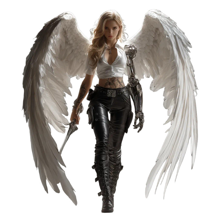 Cybernetic Angel Warrior Vinyl Car Decal Sticker – Waterproof & UV-Resistant 