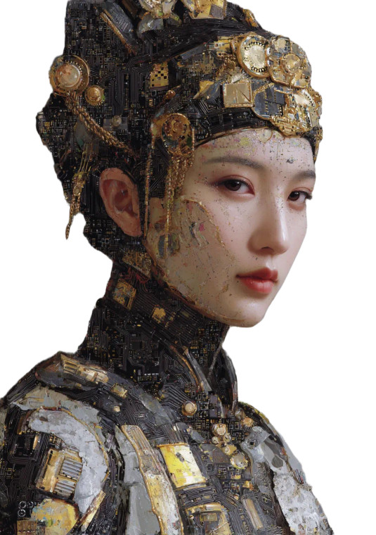 Futuristic Renaissance Portrait Vinyl Car Decal Sticker – Waterproof & UV-Resistant 