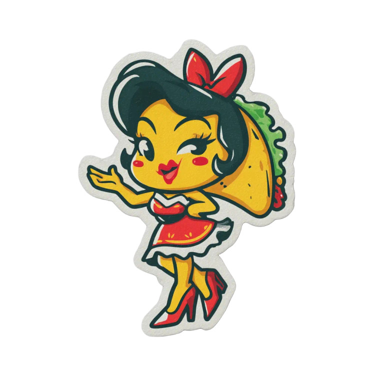 Taco Mascot Sticker Vinyl Car Decal Sticker – Waterproof & UV-Resistant 