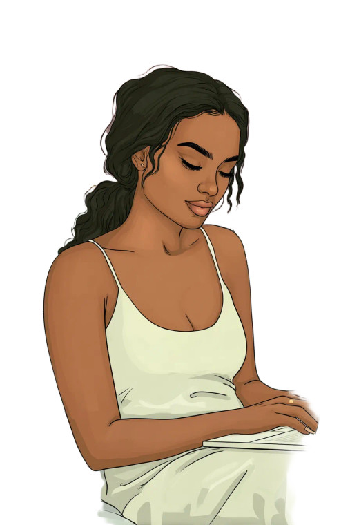 Serene Woman Working Vinyl Car Decal Sticker – Waterproof & UV-Resistant 