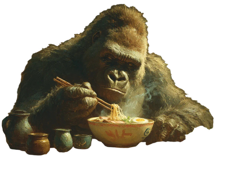 Gorilla At Ramen Vinyl Car Decal Sticker – Waterproof & UV-Resistant 