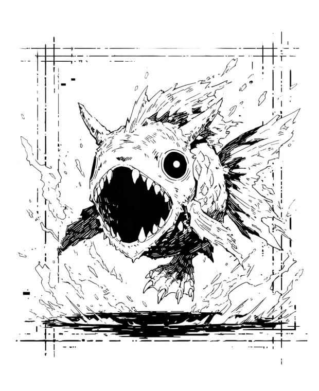 Oni Goldfish Sketch Vinyl Car Decal Sticker – Waterproof & UV-Resistant 