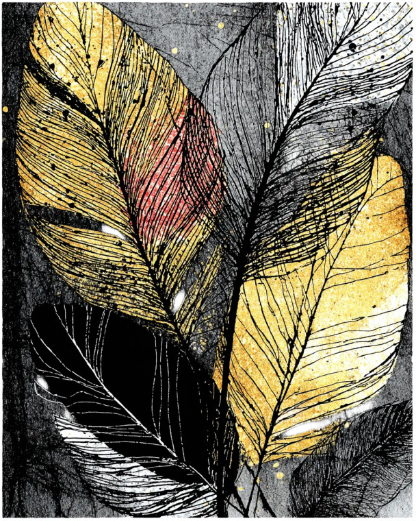 Golden Spiral Feather Vinyl Car Decal Sticker – Waterproof & UV-Resistant 