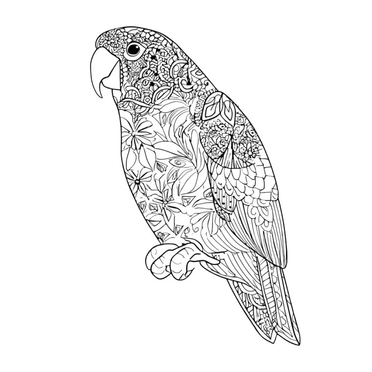 Floral Parrot Drawing Vinyl Car Decal Sticker – Waterproof & UV-Resistant 