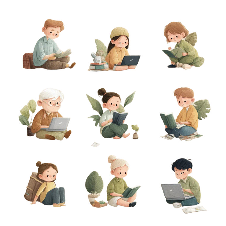 Tiny Studying Humans Vinyl Car Decal Sticker – Waterproof & UV-Resistant 