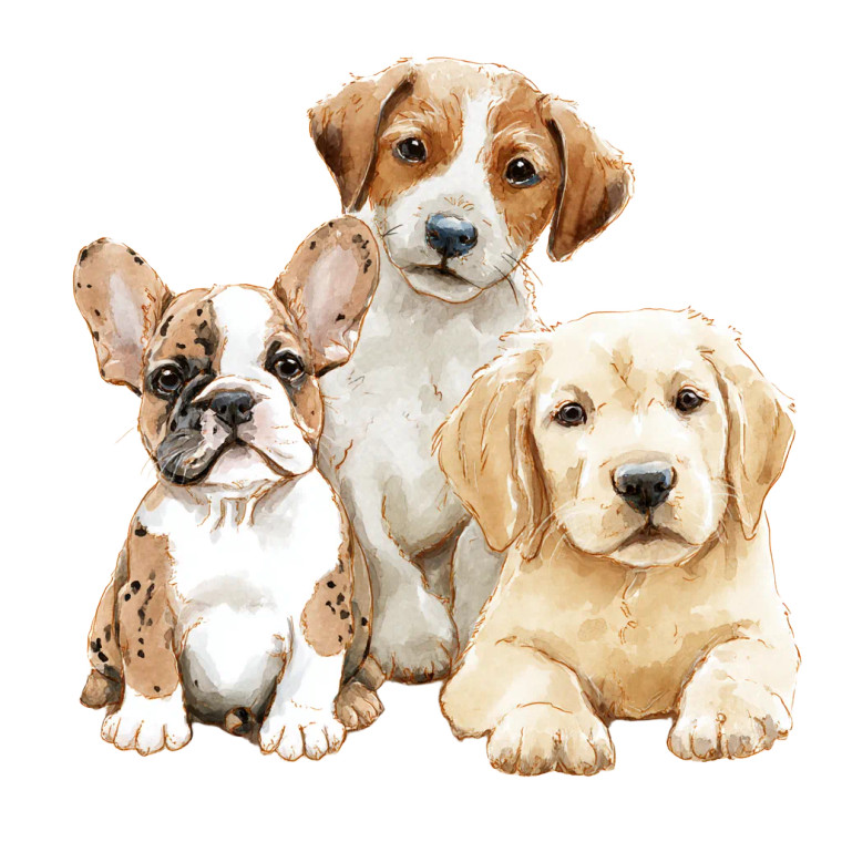 Adorable Puppies Illustration Vinyl Car Decal Sticker – Waterproof & UV-Resistant 