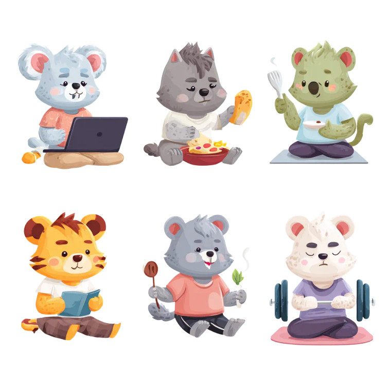 Cute Animal Characters V2 Vinyl Car Decal Sticker – Waterproof & UV-Resistant 