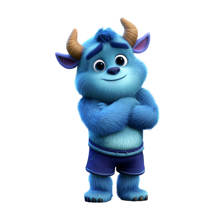 Fluffy Blue Monster V3 Vinyl Car Decal Sticker – Waterproof & UV-Resistant 