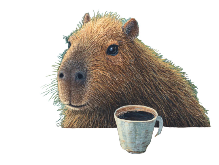 Capybara Coffee Art Vinyl Car Decal Sticker – Waterproof & UV-Resistant 