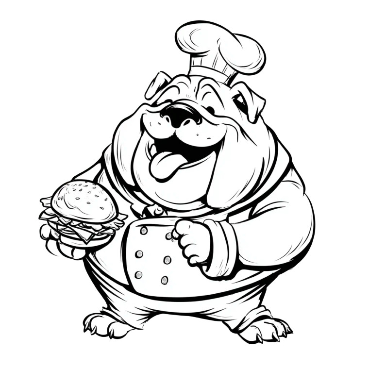 Chef Bulldog Coloring Vinyl Car Decal Sticker – Waterproof & UV-Resistant 