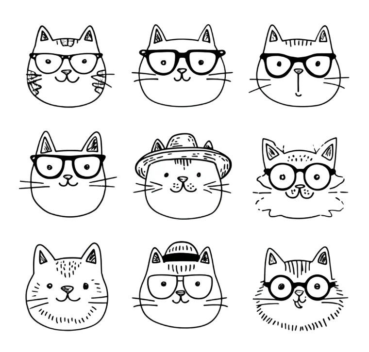 Doodle Cat Icons Vinyl Car Decal Sticker – Waterproof & UV-Resistant 