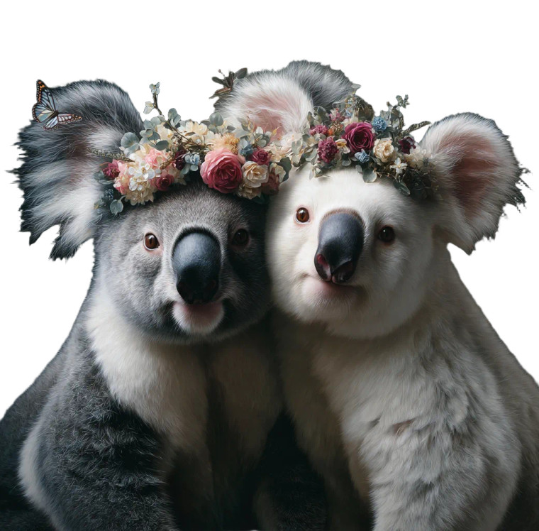 Crowned Koalas Portrait Vinyl Car Decal Sticker – Waterproof & UV-Resistant 