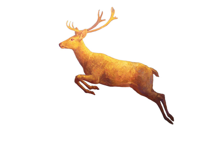 Golden Deer Galloping Vinyl Car Decal Sticker – Waterproof & UV-Resistant 