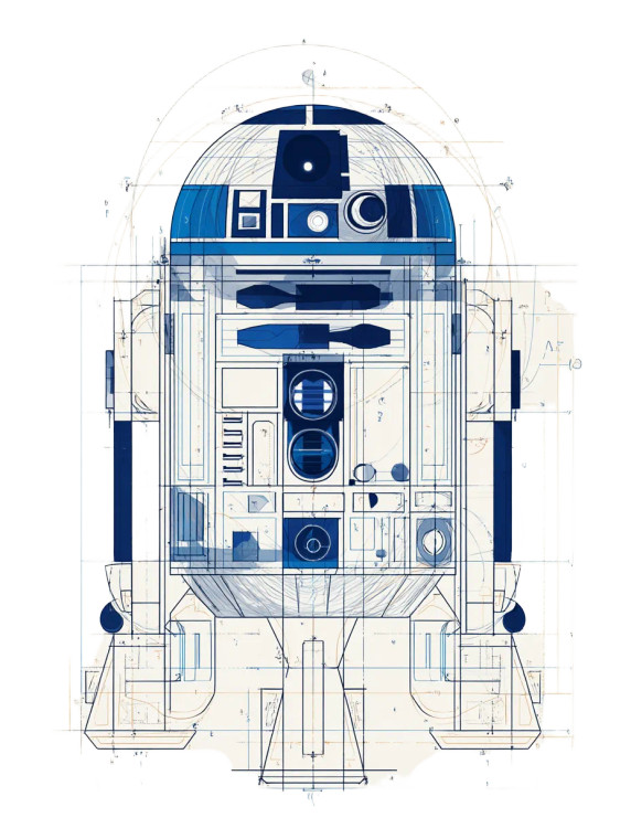 Geometric R2D2 Vinyl Car Decal Sticker – Waterproof & UV-Resistant 