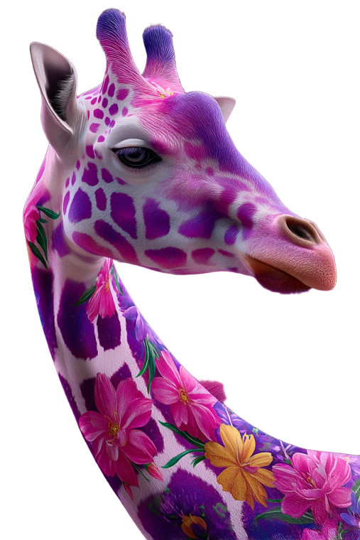 Floral Tattooed Giraffe Vinyl Car Decal Sticker – Waterproof & UV-Resistant 